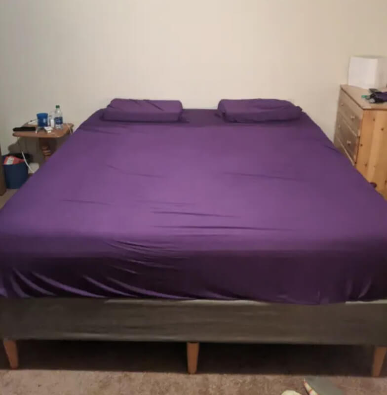 Upholstered Bed Frame Purple, Purple Platform Base Headboard Brackets